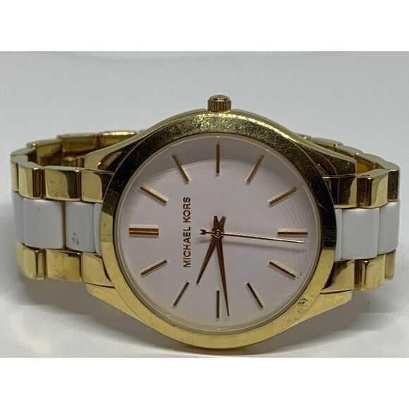 Michael Kors MK4295 Women's Two Tone Analog White Dial Quartz Wrist Watch GE188 - Picture 6 of 11